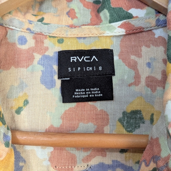 RVCA Women's Linen Blend Floral Hippie Shorts Blossom Romper Pockets - Picture 5 of 13